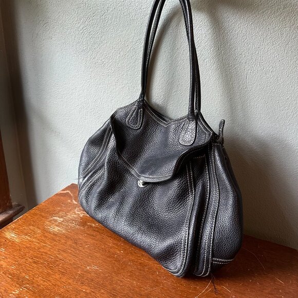 PRADA {VINTAGE} 1990's Hobo Slouch Bag | black pebbled leather - Picture 4 of 15